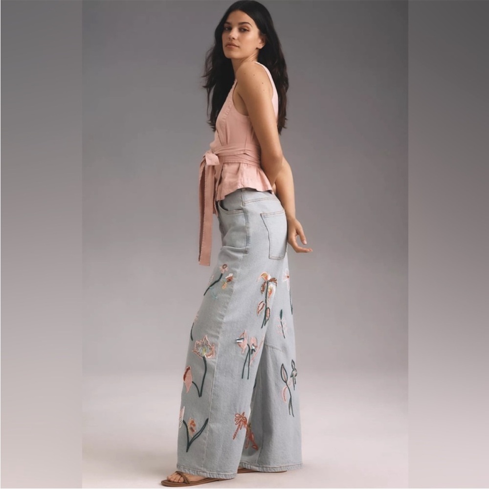 Pilcro Embroidered Bowed Slouch High-Rise Jeans - Picture 4 of 8